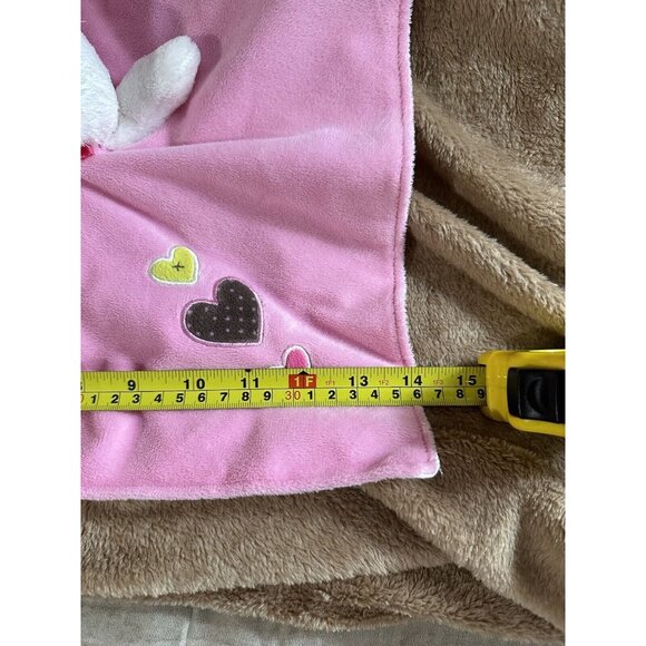 Carter's Pink Heart White Bunny Plush Security Blanket Satin Back Lovey Rabbit - Picture 4 of 9